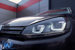 Faruri LED compatibil cu VW Golf 6 VI (2008-2013) Design Golf 7 3D U Design Semnal LED Dinamic-image-6091482