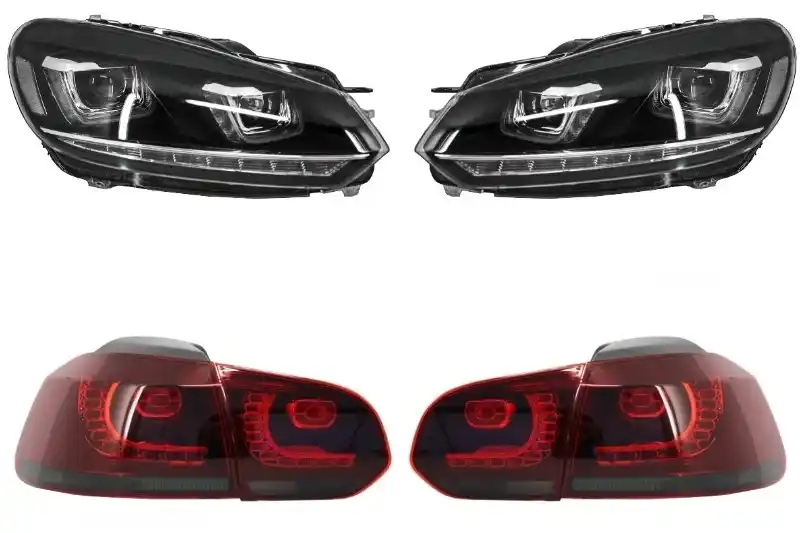 Faruri LED compatibil cu VW Golf 6 VI (2008-2013) Design Golf 7 3D U Design Semnal LED Dinamic cu Stopuri LED R20