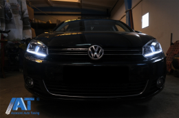 Faruri LED compatibil cu VW Golf 6 VI (2008-2013) Facelift G7.5 Look Silver Semnalizare Secventiala-image-6070443