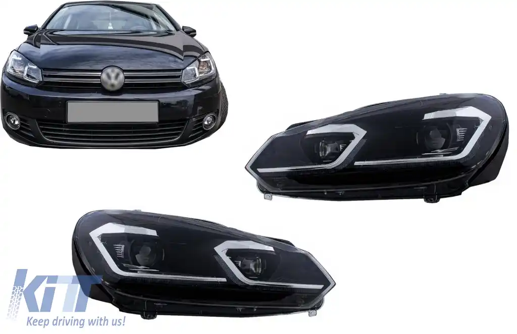 Faruri LED compatibil cu VW Golf 6 VI (2008-2013) Facelift G7.5 Look Silver Semnalizare Secventiala