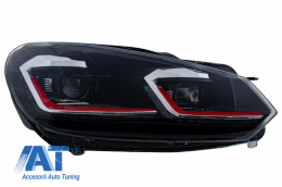 Faruri LED compatibil cu VW Golf 6 VI (2008-2013) Facelift G7.5 GTI Design Rosu Semnalizare Secventiala LHD-image-6051894