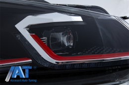 Faruri LED compatibil cu VW Golf 6 VI (2008-2013) Facelift G7.5 GTI Design Rosu Semnalizare Secventiala LHD-image-6051895