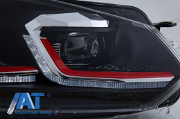 Faruri LED compatibil cu VW Golf 6 VI (2008-2013) Facelift G7.5 GTI Design Rosu Semnalizare Secventiala LHD-image-6051901