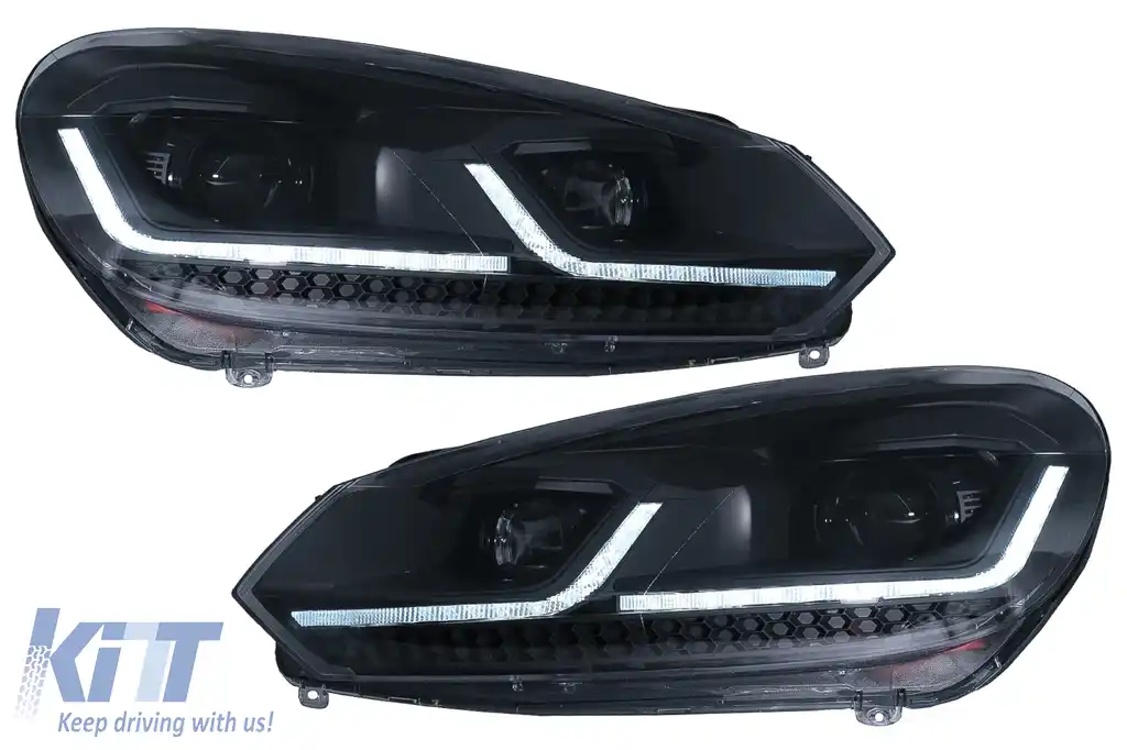 Faruri LED compatibil cu VW Golf 6 VI (2008-2013) Facelift G7.5 Design Negru Semnalizare Secventiala LHD
