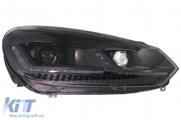 Faruri LED compatibil cu VW Golf 6 VI (2008-2013) Facelift G7.5 Design Negru Semnalizare Secventiala LHD-image-6088136