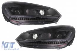 Faruri LED compatibil cu VW Golf 6 VI (2008-2013) Facelift G7.5 Design Negru Semnalizare Secventiala LHD-image-6088137