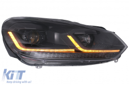 Faruri LED compatibil cu VW Golf 6 VI (2008-2013) Facelift G7.5 Design Negru Semnalizare Secventiala LHD-image-6088140