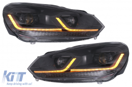 Faruri LED compatibil cu VW Golf 6 VI (2008-2013) Facelift G7.5 Design Negru Semnalizare Secventiala LHD-image-6088141