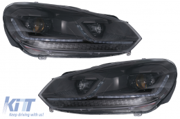 Faruri LED compatibil cu VW Golf 6 VI (2008-2013) Facelift G7.5 Design Negru Semnalizare Secventiala LHD-image-6088146