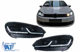 Faruri LED compatibil cu VW Golf 6 VI (2008-2013) Facelift G7.5 Design Negru Semnalizare Secventiala LHD-image-6089053