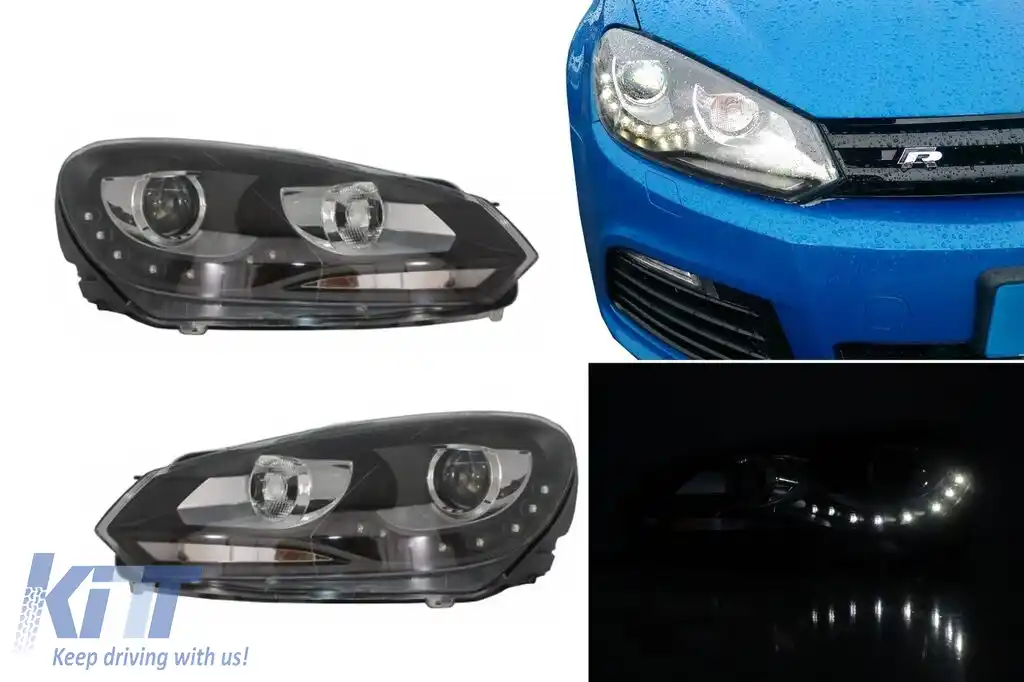 Faruri LED compatibil cu VW Golf 6 VI (10.2008-2012) DAYLIGHT DRL GTI Look Negru-image-6127107