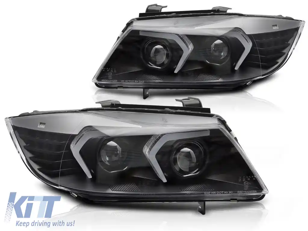 FARURI LED COMPLETE NEGRE potrivite pentru BMW E90/E91 05-08