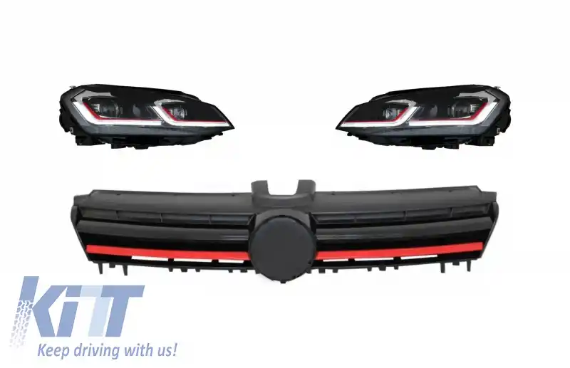 Faruri LED cu Semnal Dinamic cu Grila compatibil cu VW Golf 7 VII (2013-2017)