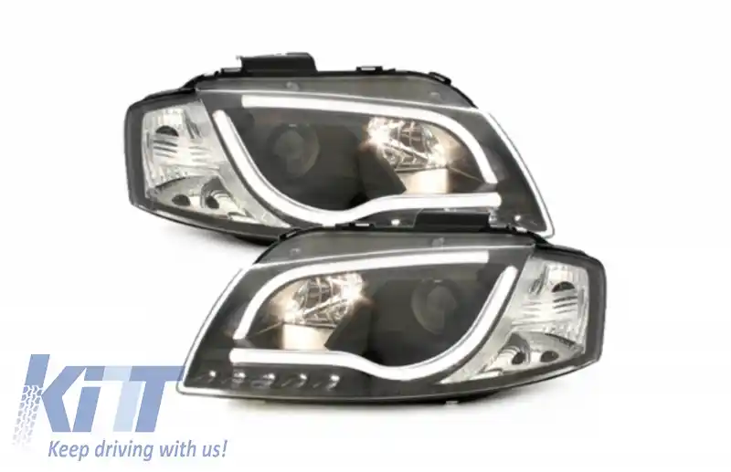Faruri LED DRL compatibil cu Audi A3 8P (05.2003-03.2008) Negru-image-65420