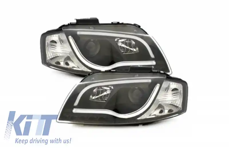 Faruri LED DRL compatibil cu Audi A3 8P (05.2003-03.2008) Negru-image-65423