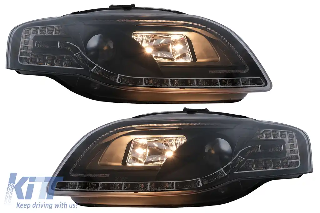 Faruri LED DRL compatibil cu Audi A4 B7 (11.2004-03.2008) DAYLIGHT Negru-image-6093266