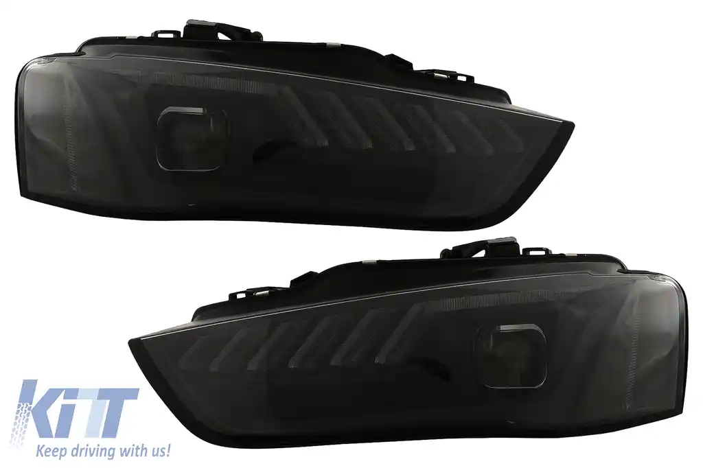 Faruri LED DRL compatibil cu Audi A4 B8.5 Facelift (2012-2015) Negru Semnal Dinamic-image-6109327