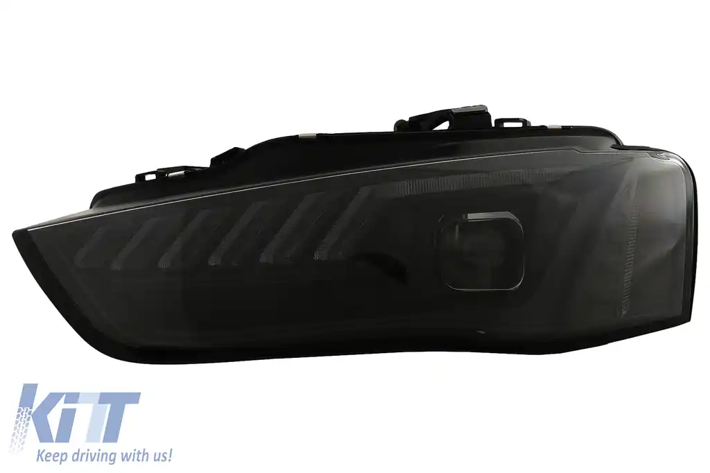 Faruri LED DRL compatibil cu Audi A4 B8.5 Facelift (2012-2015) Negru Semnal Dinamic-image-6109328