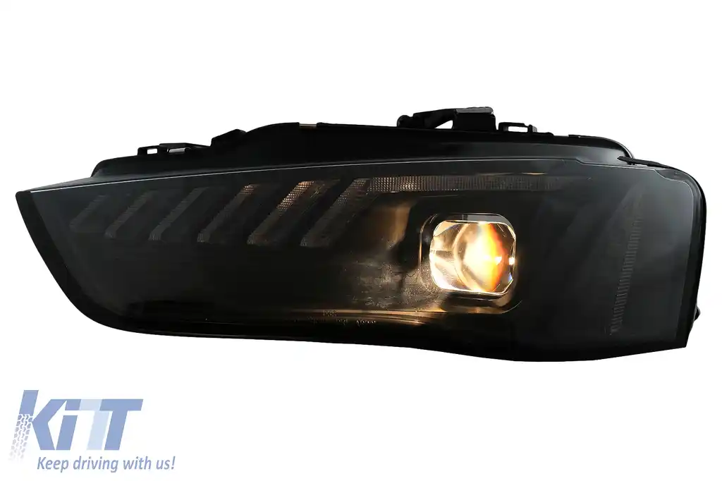 Faruri LED DRL compatibil cu Audi A4 B8.5 Facelift (2012-2015) Negru Semnal Dinamic-image-6109333