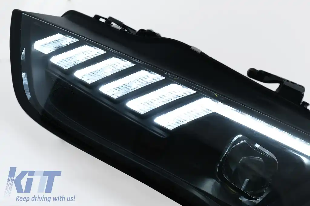 Faruri LED DRL compatibil cu Audi A4 B8.5 Facelift (2012-2015) Negru Semnal Dinamic-image-6109337