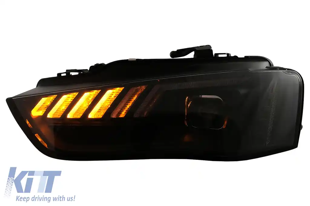 Faruri LED DRL compatibil cu Audi A4 B8.5 Facelift (2012-2015) Negru Semnal Dinamic-image-6109340