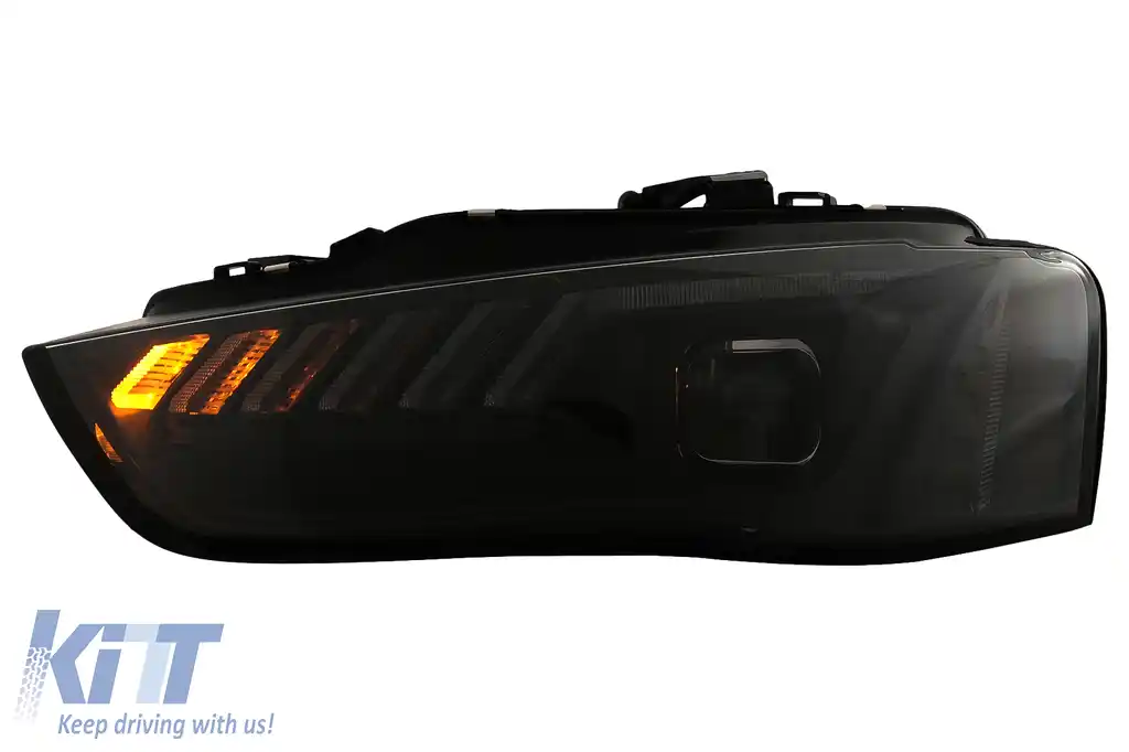 Faruri LED DRL compatibil cu Audi A4 B8.5 Facelift (2012-2015) Negru Semnal Dinamic-image-6109341