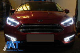 Faruri LED DRL compatibil cu Ford Focus III Mk3 Facelift (2015-2017) Bi-Xenon Design Semnalizare Dinamica-image-6049426