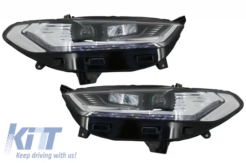 Faruri LED DRL compatibil cu Ford Mondeo MK5 (2013-2016) Semnalizare Secventiala Crom