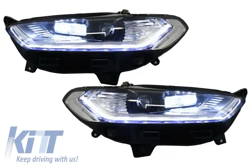 Faruri LED DRL compatibil cu Ford Mondeo MK5 (2013-2016) Semnalizare Secventiala Crom-image-6029831