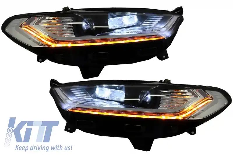 Faruri LED DRL compatibil cu Ford Mondeo MK5 (2013-2016) Semnalizare Secventiala Crom-image-6029834