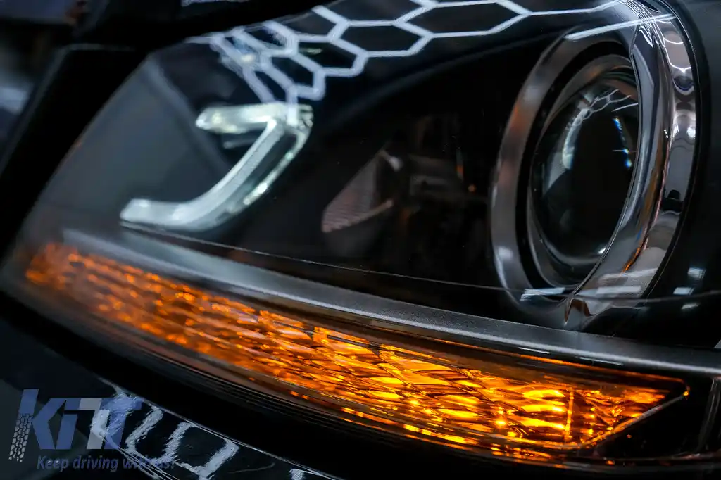 Faruri LED DRL compatibil cu Mercedes C-Class W204 S204 C204 Facelift (2011-2014) Negru-image-6095144