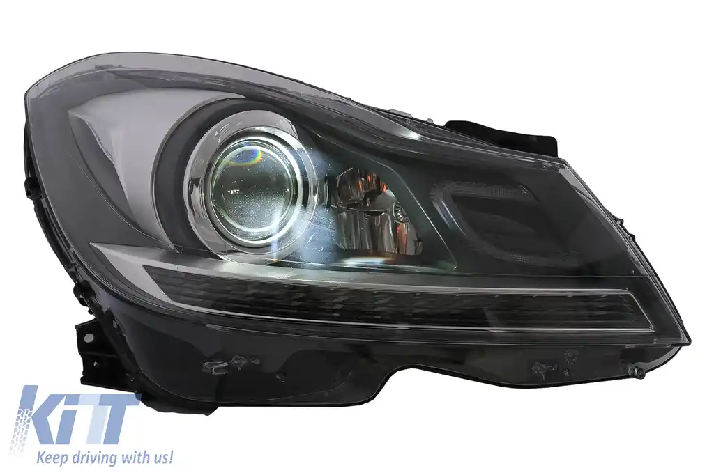 Faruri LED DRL compatibil cu Mercedes C-Class W204 S204 Facelift (2011-2014) Negru Semnal Dinamic-image-6100220