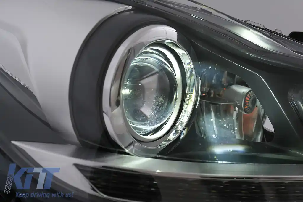 Faruri LED DRL compatibil cu Mercedes C-Class W204 S204 Facelift (2011-2014) Negru Semnal Dinamic-image-6100223