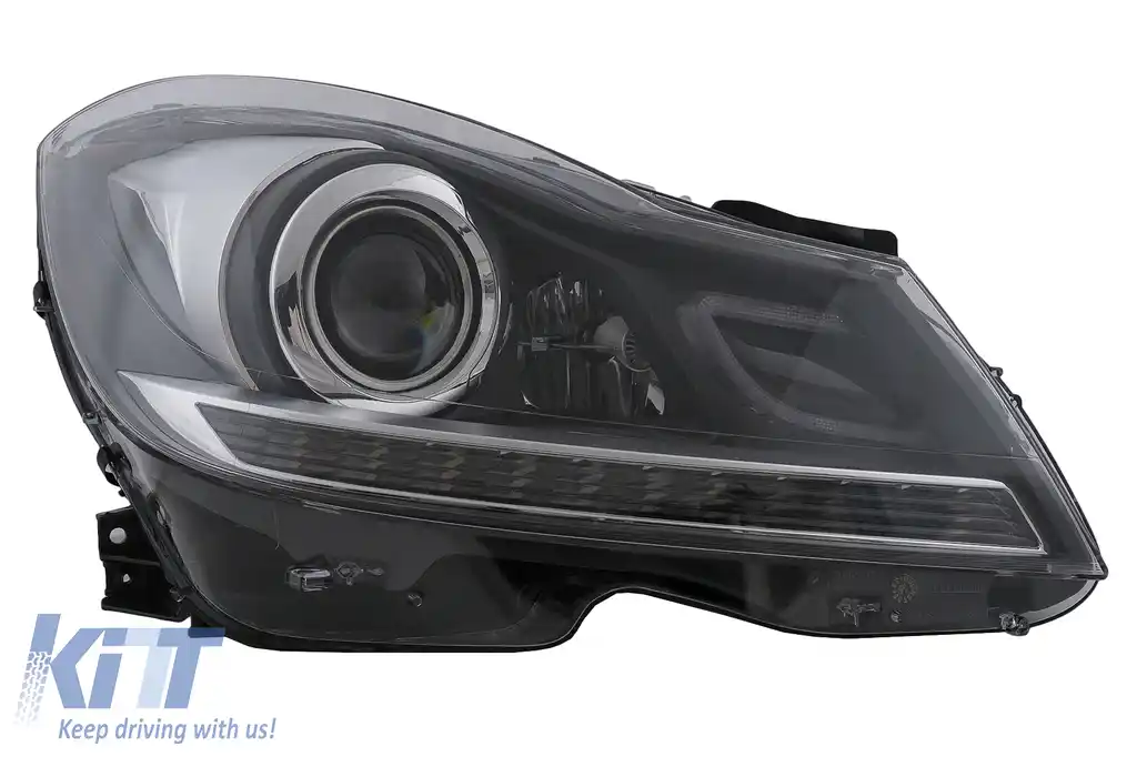 Faruri LED DRL compatibil cu Mercedes C-Class W204 S204 Facelift (2011-2014) Negru Semnal Dinamic-image-6100229
