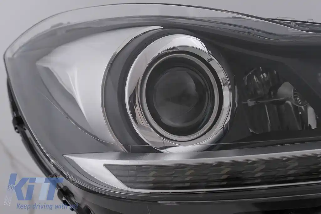 Faruri LED DRL compatibil cu Mercedes C-Class W204 S204 Facelift (2011-2014) Negru Semnal Dinamic-image-6100231