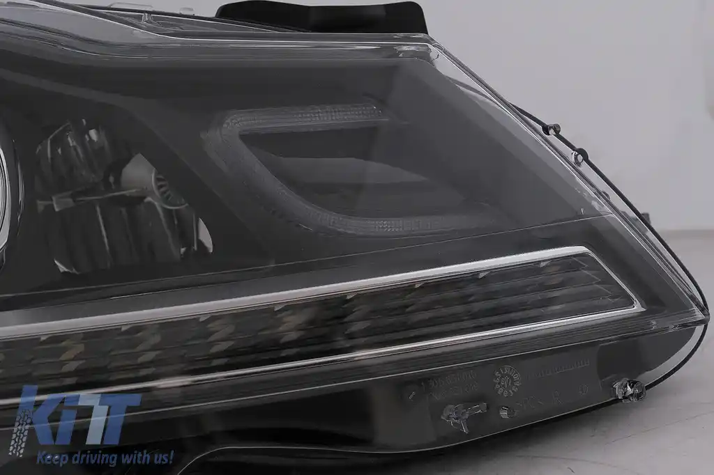 Faruri LED DRL compatibil cu Mercedes C-Class W204 S204 Facelift (2011-2014) Negru Semnal Dinamic-image-6100232