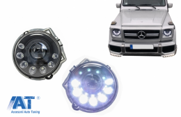 Faruri LED DRL compatibil cu Mercedes G-Class W463 (1989-2012) Bi-Xenon Design Negru-image-6073072