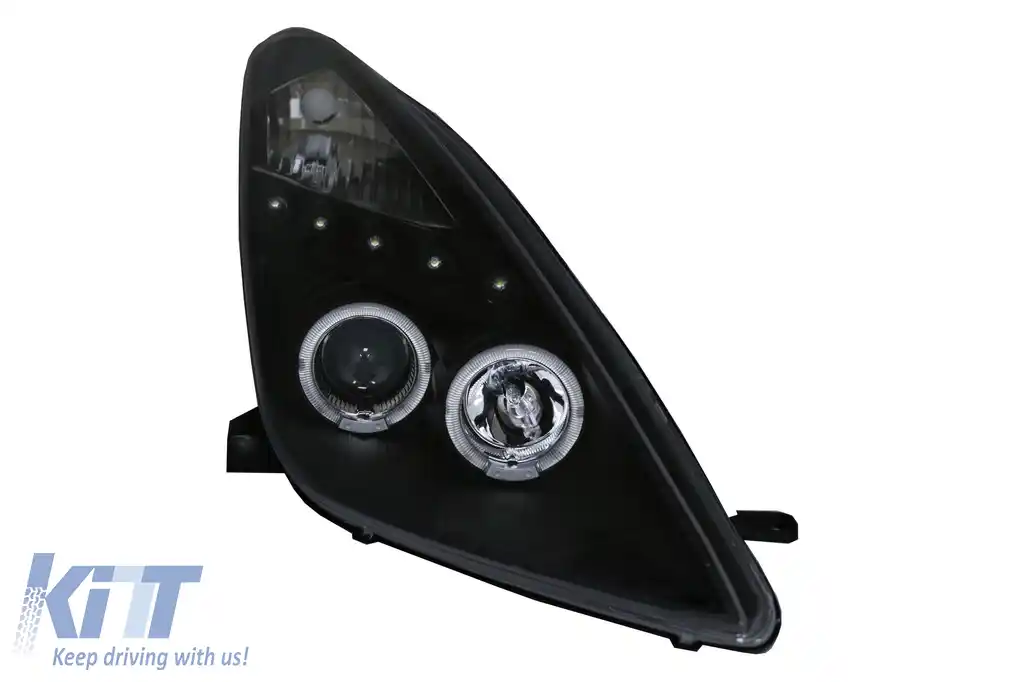 Faruri LED DRL compatibil cu Toyota Celica T230 (1999-2005) Angel Eyes Negru-image-6073960