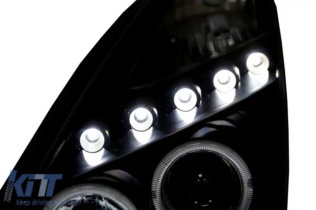 Faruri LED DRL compatibil cu Toyota Celica T230 (1999-2005) Angel Eyes Negru-image-6073965