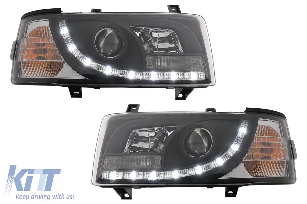 Faruri LED DRL compatibil cu VW Transporter T4 (1990-2003) Negru