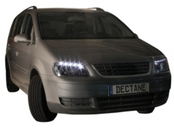 Faruri LED DRL DAYLIGHT compatibil cu VW Touran 1T Caddy (02.2003-10.2006) Negru-image-60503