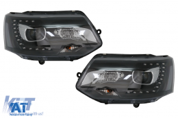 Faruri LED DRL Dayline compatibil cu VW Transporter T5 (2010-2015) Negru-image-6089197