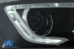 Faruri LED DRL Dual Beam Lens compatibil cu VW Jetta Mk6 VI (2011-2017) RHD Bi-Xenon Design cu Semnal Dinamic Secvential Negru-image-6078939