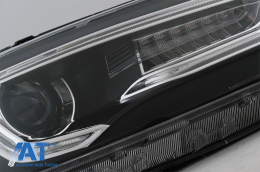 Faruri LED DRL Dual Beam Lens compatibil cu VW Jetta Mk6 VI (2011-2017) RHD Bi-Xenon Design cu Semnal Dinamic Secvential Negru-image-6078945