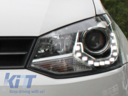 Faruri LED DRL Lumini de zi Optic Dayline compatibil cu VW Polo 6R Negre-image-6015072