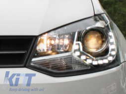 Faruri LED DRL Lumini de zi Optic Dayline compatibil cu VW Polo 6R Negre-image-6015073