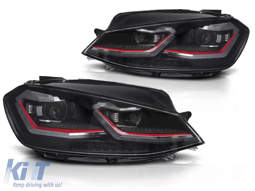 FARURI LED LED ROȘU SEQ DRL potrivite pentru VW GOLF VII 17-19