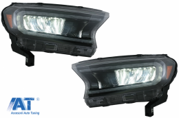 Faruri LED Light Bar compatibil cu Ford Ranger (2015-2020) LHD Negru cu Semnal Dinamic-image-6078830