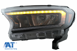Faruri LED Light Bar compatibil cu Ford Ranger (2015-2020) LHD Negru cu Semnal Dinamic-image-6078834