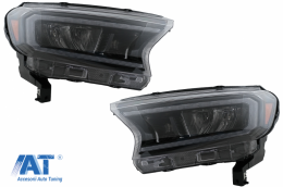 Faruri LED Light Bar compatibil cu Ford Ranger (2015-2020) LHD Negru cu Semnal Dinamic-image-6078838